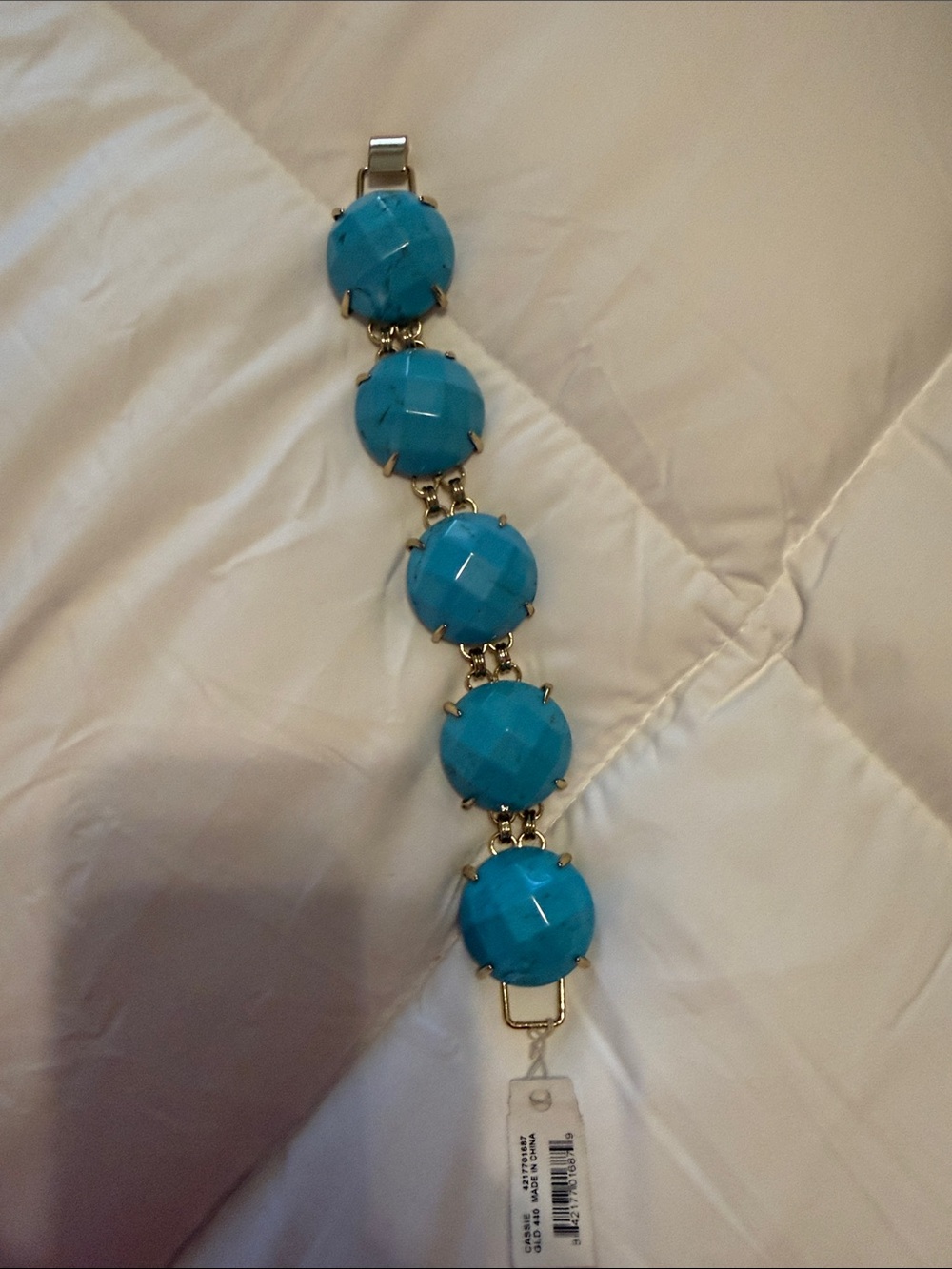 Kendra Scott Gold-Tone Bracelet with Turquoise Blue Stones